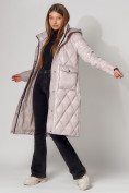 Купить Пальто утепленное стеганое зимнее женское  розового цвета 448602R, фото 5