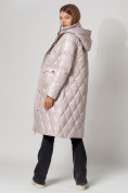 Купить Пальто утепленное стеганое зимнее женское  розового цвета 448602R, фото 6