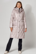 Купить Пальто утепленное стеганое зимнее женское  розового цвета 448602R, фото 10