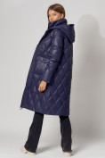 Купить Пальто утепленное стеганое зимнее женское  темно-синего цвета 448602TS, фото 11