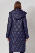 Купить Пальто утепленное стеганое зимнее женское  темно-синего цвета 448602TS, фото 17