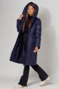 Купить Пальто утепленное стеганое зимнее женское  темно-синего цвета 448602TS, фото 13