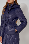Купить Пальто утепленное стеганое зимнее женское  темно-синего цвета 448602TS, фото 15