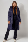 Купить Пальто утепленное стеганое зимнее женское  темно-синего цвета 448602TS, фото 9