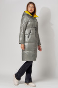 Купить Пальто утепленное стеганое зимние женское  цвета хаки 448613Kh, фото 9