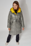 Купить Пальто утепленное стеганое зимние женское  цвета хаки 448613Kh, фото 11