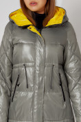 Купить Пальто утепленное стеганое зимние женское  цвета хаки 448613Kh, фото 12
