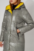 Купить Пальто утепленное стеганое зимние женское  цвета хаки 448613Kh, фото 13