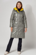 Купить Пальто утепленное стеганое зимние женское  цвета хаки 448613Kh, фото 7