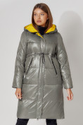 Купить Пальто утепленное стеганое зимние женское  цвета хаки 448613Kh, фото 8