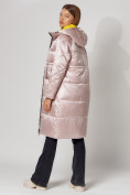 Купить Пальто утепленное стеганое зимние женское  розового цвета 448613R, фото 10