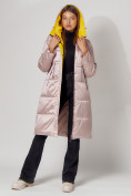 Купить Пальто утепленное стеганое зимние женское  розового цвета 448613R, фото 12