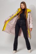 Купить Пальто утепленное стеганое зимние женское  розового цвета 448613R, фото 14