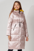 Купить Пальто утепленное стеганое зимние женское  розового цвета 448613R, фото 3