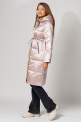 Купить Пальто утепленное стеганое зимние женское  розового цвета 448613R, фото 4