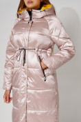Купить Пальто утепленное стеганое зимние женское  розового цвета 448613R, фото 6