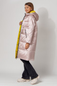 Купить Пальто утепленное стеганое зимние женское  розового цвета 448613R, фото 9