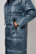 Купить Пальто утепленное стеганое зимние женское  синего цвета 448613S, фото 11
