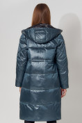Купить Пальто утепленное стеганое зимние женское  синего цвета 448613S, фото 12