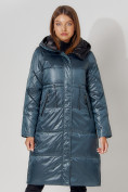Купить Пальто утепленное стеганое зимние женское  синего цвета 448613S, фото 8