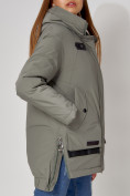Купить Полупальто утепленное зимнее женское  цвета хаки 448881Kh, фото 10