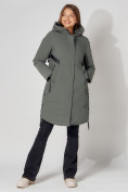 Купить Пальто утепленное зимнее женское  цвета хаки 448882Kh, фото 9