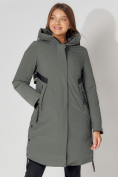 Купить Пальто утепленное зимнее женское  цвета хаки 448882Kh, фото 7