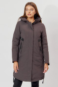 Купить Пальто утепленное зимнее женское  темно-серого цвета 448882TC