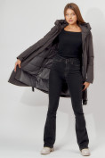 Купить Пальто утепленное зимнее женское  темно-серого цвета 448882TC, фото 12