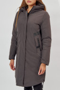 Купить Пальто утепленное зимнее женское  темно-серого цвета 448882TC, фото 6