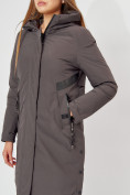 Купить Пальто утепленное зимнее женское  темно-серого цвета 448882TC, фото 7