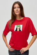 Купить Женские футболки с принтом красного цвета 50003Kr