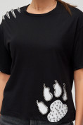 Купить Женские футболки с принтом черного цвета 50004Ch, фото 5