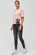 Купить Женские футболки с принтом розового цвета 50004R, фото 2