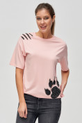 Купить Женские футболки с принтом розового цвета 50004R, фото 4