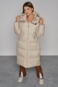 Купить Пальто утепленное молодежное зимнее женское бежевого цвета 51119B