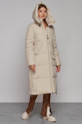 Купить Пальто утепленное молодежное зимнее женское бежевого цвета 51119B, фото 12