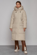Купить Пальто утепленное молодежное зимнее женское бежевого цвета 51119B, фото 13