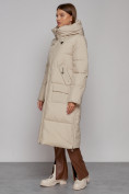 Купить Пальто утепленное молодежное зимнее женское бежевого цвета 51119B, фото 14