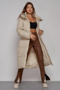 Купить Пальто утепленное молодежное зимнее женское бежевого цвета 51119B, фото 3