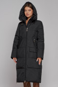 Купить Пальто утепленное молодежное зимнее женское черного цвета 51119Ch, фото 5