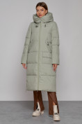 Купить Пальто утепленное молодежное зимнее женское зеленого цвета 51119Z