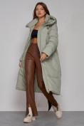 Купить Пальто утепленное молодежное зимнее женское зеленого цвета 51119Z, фото 10