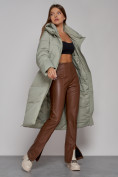 Купить Пальто утепленное молодежное зимнее женское зеленого цвета 51119Z, фото 12