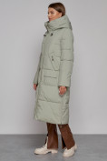 Купить Пальто утепленное молодежное зимнее женское зеленого цвета 51119Z, фото 2