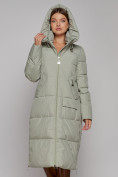 Купить Пальто утепленное молодежное зимнее женское зеленого цвета 51119Z, фото 5