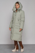 Купить Пальто утепленное молодежное зимнее женское зеленого цвета 51119Z, фото 6
