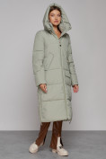 Купить Пальто утепленное молодежное зимнее женское зеленого цвета 51119Z, фото 7