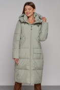Купить Пальто утепленное молодежное зимнее женское зеленого цвета 51119Z, фото 8
