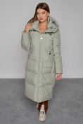 Купить Пальто утепленное молодежное зимнее женское зеленого цвета 51119Z, фото 9